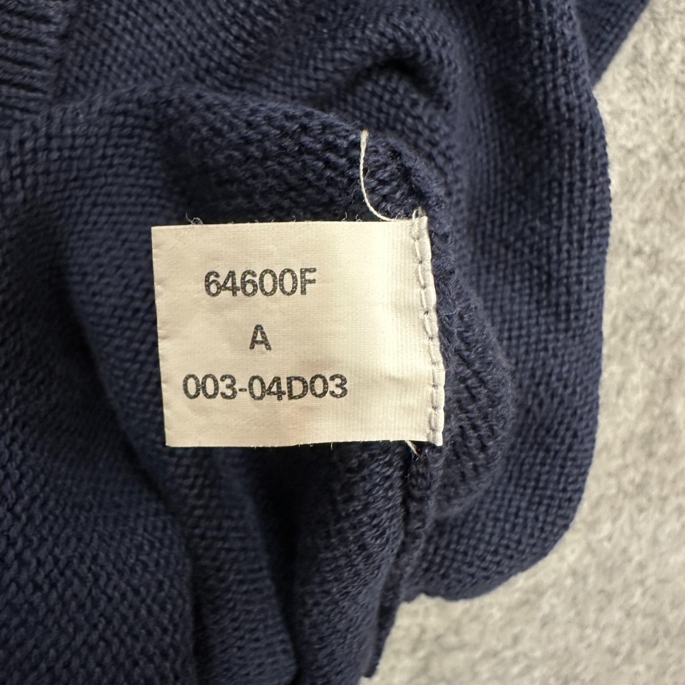 Vintage IZOD Sweater Men's Large Navy Cotton Golf Crest Crewneck 90s Preppy - Picture 7 of 10